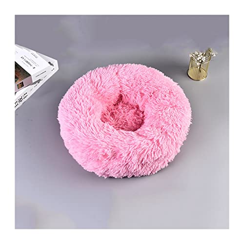 RVIFY Haustierbett Super weicher Haustierbett-Zwinger-Hunderundkatze-Winter-Warmer Schlafsack-langes Plüsch-großes Welpen-Kissen Hundebett(GW-pink,40cm) von RVIFY