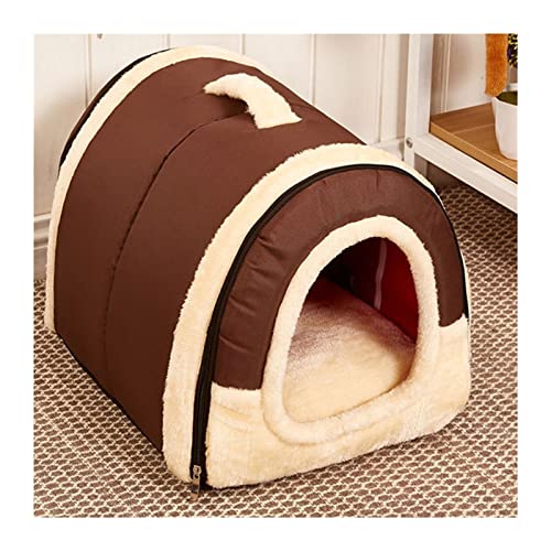 RVIFY Haustierbett Weiches, rutschfestes, warmes Haustierbett für große, mittelgroße, kleine Haustiere, Katzen, Hundehütte, Schlafhütte, Bettmatte Hundebett(Brown,L 60x45cm) von RVIFY