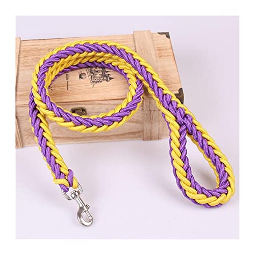 Schleppleine für Hunde 1,2 m Lange Handgestrickte Leine für große Hunde, Nylonseil, Eisenschnalle, Zugseil für Haustiere Hundeleine zum Trainieren(Purple Yellow,XL) von RVIFY