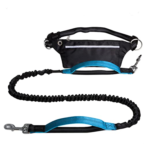 Schleppleine für Hunde Freihändige Hundeleine mit Gürteltasche Reflektierende Jogginghunde Traktionsseil Ausziehbarer Bungee-Hund Hundeleine zum Trainieren(Blue) von RVIFY