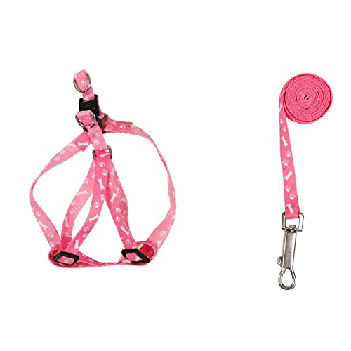 Schleppleine für Hunde Pet Dog Bone Printing Geschirr und Leine Set Sommer Chihuahua Geschirr für kleine Hunde Hundeleine zum Trainieren(Pink) von RVIFY