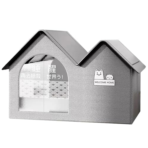 Grau,60 * 42 * 7cm,RVUEM KüHlhaus FüR Haustiere FüR Katzen Und Hunde, Faltbares Katzen Und Hundehaus FüR Drinnen Und DraußEn, BelüFten, Leicht Zu Reinigen Und Zusammenzubauen, Mit 10 KüHlakkus von RVUEM