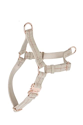 Hundegeschirr ohne Ziehen mit rotgoldener Metallschnalle, mittelgroße und große Hunde und Outdoor-Spaziergänge-Training (Beige, L (Brustumfang 58 cm-83.8 cm)) von RWPQNG