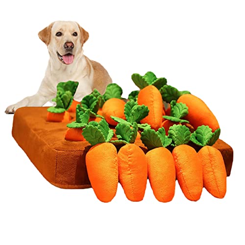 KarottenBauernhofHundespielzeug, interaktives Hundespielzeug, einschließlich 12 Karotten, 34,8 x 34,8 cm, Schnüffelmatte für Hunde, KarottenPatch, Hundespielzeug für kleine, mittelgroße und große von RWUDV