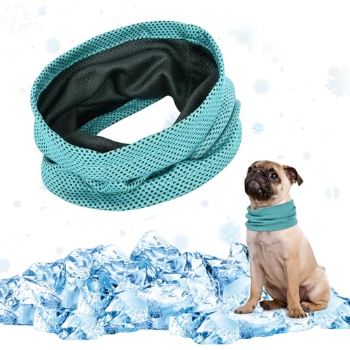 Kühlhalsband für Hunde, Sommer Hundehalsband Kühlend, Kühlende Halstuch Hund, Atmungsaktiv Wärmeableitung Bandana für Hunde, Geeignet für Kühlhaustiere im Sommer(Blau/M) von RXSPOYLY