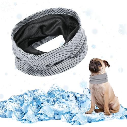 Kühlhalsband für Hunde, Sommer Hundehalsband Kühlend, Kühlende Halstuch Hund, Atmungsaktiv Wärmeableitung Bandana für Hunde, Geeignet für Kühlhaustiere im Sommer(Grau/L) von RXSPOYLY