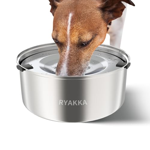 RYAKKA Wassernapf für Hunde ohne Sabbern 3L Trinknapf für Reisen Edelstahl | Anti Schlabber | Anti-Schlucken | rutschfest Slow Feeder Hundenäpfe für Grosse & Sloppy Hunde von RYAKKA