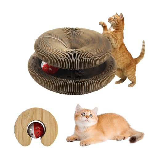 RYAN 2-in-1 Magic Kratzbrett Katze Kratzspielzeug für Katzen mit Glöckchen Foldable Convenient Katzenspielzeug Cat Scratcher Organ Cat Scratching Board Intelligenzspielzeug Katzenkratzbrett von RYAN