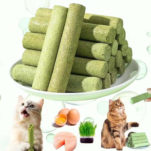 Katzengras Beißstab, Katzengras Sticks für Indoor Katzen, Kuscheln und Miauen Katzengrasstäbchen für Haarball, Katzenkaustab Natürliche Backenzahnstange, Katzengrasstäbchen steigern den Appe von RYGRZJ