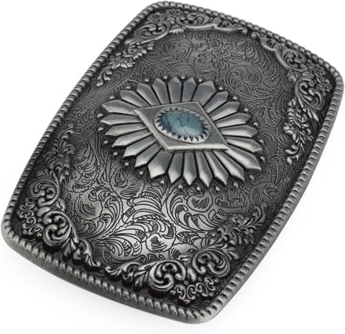 Gürtelschnallen for Herren, Gürtelschnallenersatz, Gürtelschnallen for Western-Cowboys, 1 Stück, Gürtelschnalle im Retro-Gerichtsstil mit bedruckten Edelsteinen for alte Adlige(Silver) von RYRYR