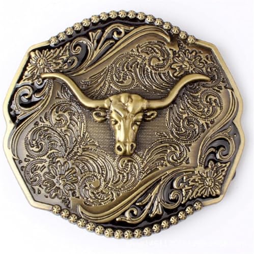 Gürtelschnallen for Herren, Gürtelschnallenersatz, Gürtelschnallen for Western-Cowboys, 1 Stück, goldene Gürtelschnalle mit Stierkopf, handgefertigt, selbstgemachtes Gürtelzubehör, Bund, DIY, Western- von RYRYR