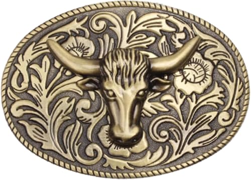 Gürtelschnallen for Herren, Gürtelschnallenersatz, Gürtelschnallen for Western-Cowboys, 1 Stück, goldene Gürtelschnalle mit Stierkopf, selbstgemachtes Gürtelzubehör, Bund, DIY, Western-Cowboy-Rock-Sti von RYRYR