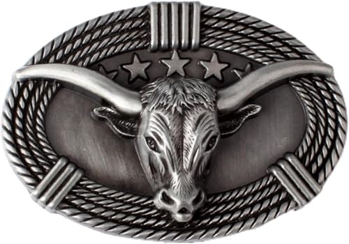 Gürtelschnallen for Herren, Gürtelschnallenersatz, Western-Cowboy-Gürtelschnallen, Stierkopf-Gürtelschnalle, selbstgemachtes Gürtelzubehör, Bund DIY, Western-Cowboy-Rock-Stil, 1 Stück(Silver) von RYRYR