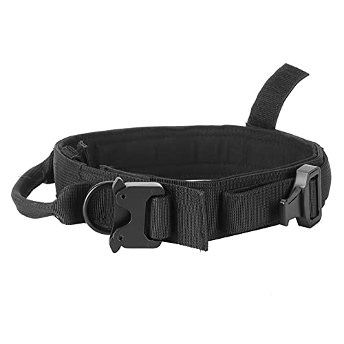 RYTTGOP Hundehalsband mit Metallschnalle, Hundehalsband mit Metallschnalle, taktisches Hundehalsband mit Griff, Hundehalsband für das Training, rutschfestes Hundehalsband, (Schwarz) von RYTTGOP