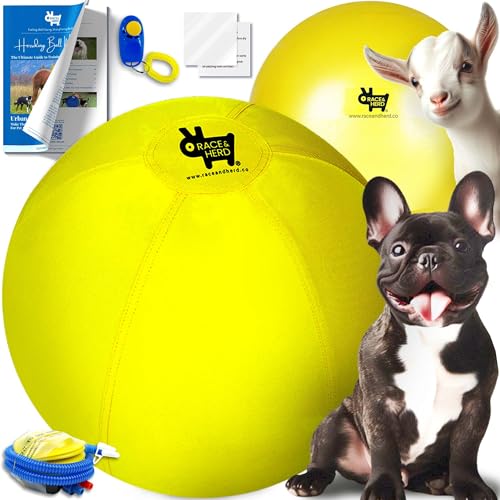 Race&Herd| Hüteball für Hunde Blue Heelers, Horse Ball & Ball Cover — Ball für Pferde groß mit Handpumpe | Pferdebälle zum Spielen Hurding Ball von Race&Herd