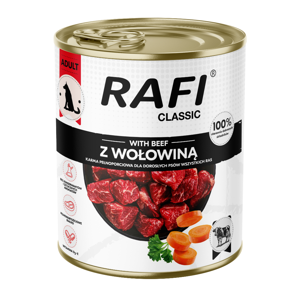 Sparpaket Rafi Dog Classic 24 x 800 g - Rind Sparpaket Rafi Dog Classic 24 x 800 g - Rind von Rafi