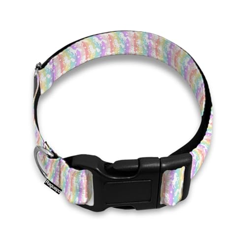 Einhorn-Hundehalsband, Regenbogenstreifen, Sterne, Katze, groß, weich, für kleine, extra große, robuste Hunde von Raguepo