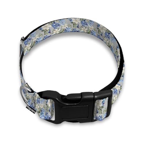 Halsband für Haustiere, für Katzen, Hunde, Schnellverschluss-Schnalle, verstellbar, für weibliche und männliche Welpen, Blau / Weiß von Raguepo