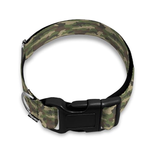 Hundehalsband, Camouflage, weich, für kleine, mittelgroße und große Rassen, Hunde, Katzen, Welpen, Kätzchen, Terrier, Grün von Raguepo