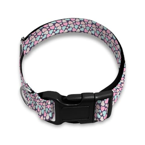 Hundehalsband mit Herzmotiv, für Katzen, groß, weich, für kleine, extra große, robuste Haustiere, Rosa / Blau von Raguepo