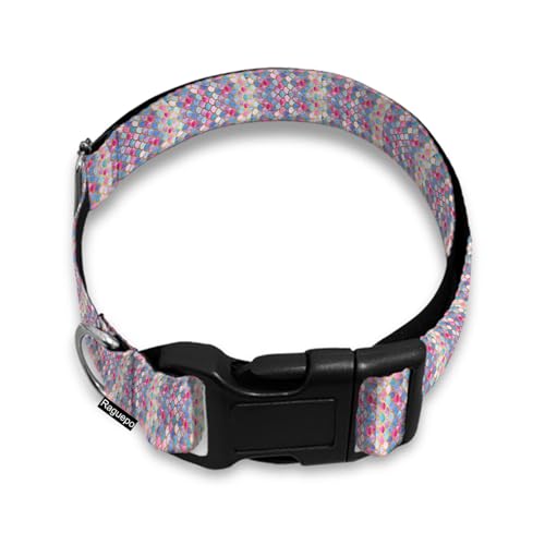 Hundehalsband mit Pailletten, Halsband, Schnellverschluss-Schnalle, verstellbar, für weibliche und männliche Welpen, Rosa / Blau / Violett von Raguepo