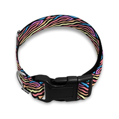 Hundehalsband mit Regenbogenstreifen, Neonfarben, weich, für kleine, mittelgroße und große Rassen, Hunde, Katzen, Welpen, Kätzchen, Terrier von Raguepo