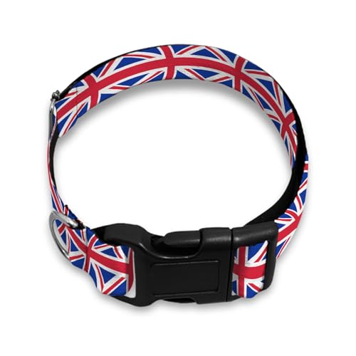 Hundehalsband mit UK-Flagge, weich, für kleine, mittelgroße und große Rassen, Hunde, Katzen, Welpen, Kätzchen, Terrier, Rot / Blau / Weiß von Raguepo