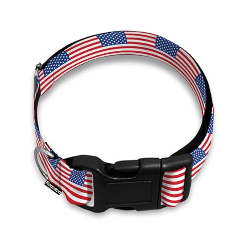 Hundehalsband mit USA-Flagge, rot-weiß gestreift, weich, elastisch, für weibliche und männliche Welpen, Katzen von Raguepo