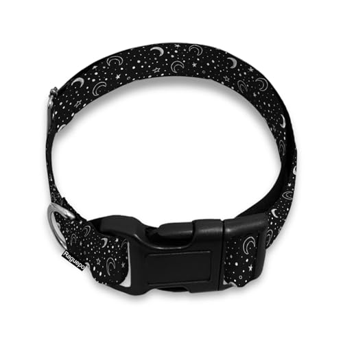 Moon Stars Hundehalsband, weich, für kleine, mittelgroße und große Rassen, Hunde, Katzen, Welpen, Kätzchen, Terrier, Schwarz / Weiß von Raguepo