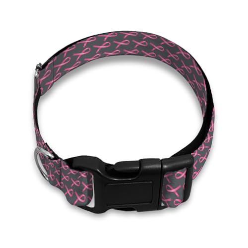 Pink Ribbon Hundehalsband, groß, weich, für kleine, extra große, robuste Haustiere, Grau von Raguepo