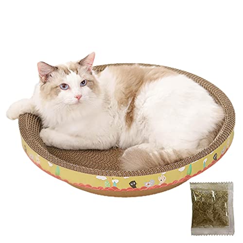 Kratzschale Für Katzen, Katzen Kratzpappe, Kratzkissen Für Katzen, Kein Flusen-Kratzbrett, Interaktives Katzenspielzeug, Rundes Kratzbett Catnip Recycle Scratcher, Für Schleifklauen Spielzeug von Rainao