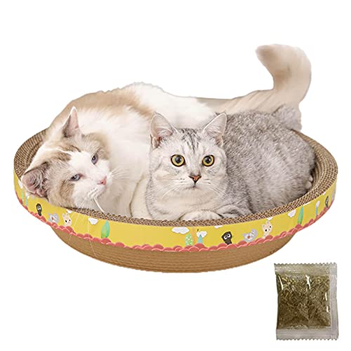 Kratzschale Für Katzen, Katzen Kratzpappe, Kratzkissen Für Katzen, Kein Flusen-Kratzbrett, Interaktives Katzenspielzeug, Rundes Kratzbett Catnip Recycle Scratcher, Für Schleifklauen Spielzeug von Rainao