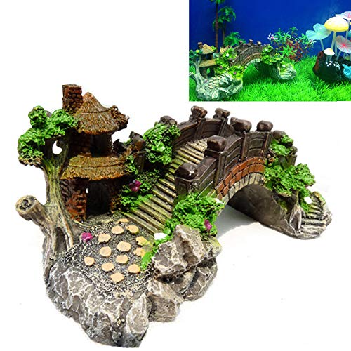 Rainbow_Road Pavillon Baum Aquarium Dekoration Landschaftsbau Aquarium Ornament Poly dekorative Harzbrücke Aquarium Ausrüstung Zubehör, für Unterwasserumwelt, Aquarien, Aquarium, Mini-Gärten (L) von Rainbow_Road