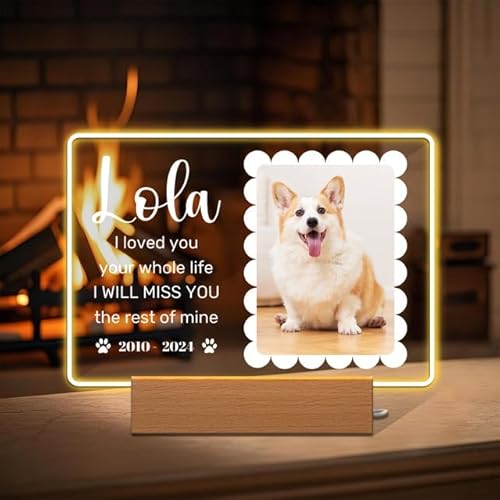 Rainsar Erinnerung Hund Fotogeschenke Personalisierte Gedenktafel mit Licht, Personalisiert Andenken an Verstorbenen Katze - Geschenke für Hundebesitzer Katzenbesitzer Rainsar Erinnerung Hund Fotogeschenke Personalisierte Gedenktafel mit Licht, Personalisiert Andenken an Verstorbenen Katze - Geschenke für Hundebesitzer Katzenbesitzer von Rainsar
