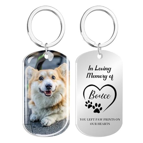 Rainsar Personalisierter Erinnerungs - Schlüsselanhänger für Hunde/Katzen mit Farbfoto & Epoxidharz - Gravur Andenken, Trostgeschenk bei Haustierverlust Rainsar Personalisierter Erinnerungs - Schlüsselanhänger für Hunde/Katzen mit Farbfoto & Epoxidharz - Gravur Andenken, Trostgeschenk bei Haustierverlust von Rainsar