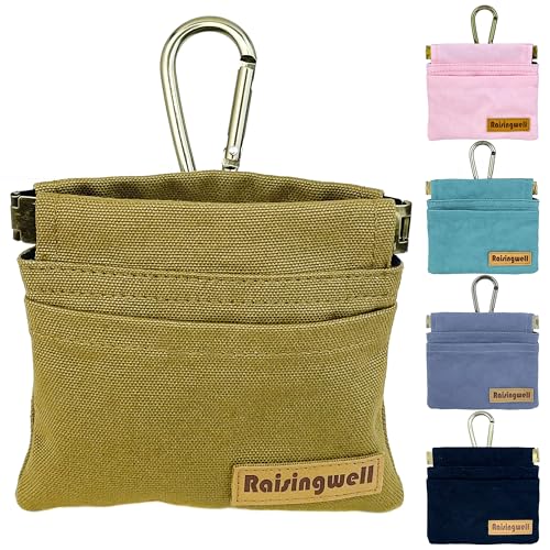 Raisingwell Leckerli-Tasche für Hunde, braunes Taschenformat, Haustier-Trainingstasche, Baumwollstoff, handfreie Hundetasche mit Karabiner, selbstschließende Haustierfutter-Snack-Belohnung, für von Raisingwell