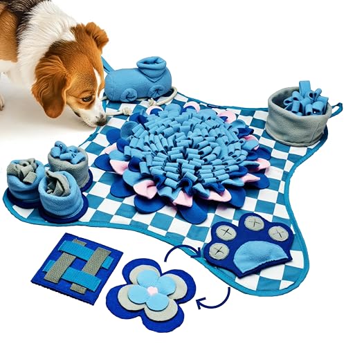 Rasingwell Schnüffelmatte für Hunde Katzen - Schnüffelmatte für große Rassen, interaktives Hunde-Puzzle-Spielzeug & Anreicherungsspielzeug für Hunde, Stressabbau, Fütterung und natürliche Futtersuche von Raisingwell