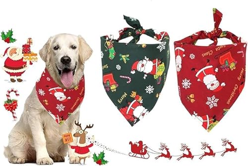 Hundehalstuch,Weihnachts-Haustier-Schal,2 Stück Hund Weihnachten Halstuch,Weihnachten Halstuch Hund Kopftücher,Hundehalstuch Weihnachten,Weihnachts-Hundehalstuch,Hundehalstuch Weihnachten Geschenk von Rakiuty