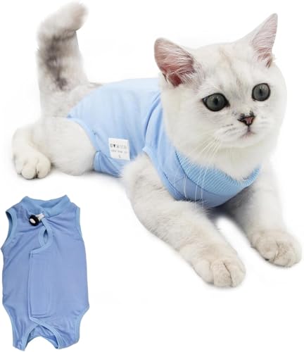 Recovery Suit Katze,Haustiere Schutz Kleidung Wiederherstellung Anzug Weste,L (Blau) von Rakiuty