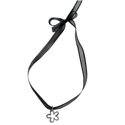 Stilvolle schwarze Schleife Halskette mit Stern, Herz, Blume, Schmetterling, Anhänger, Charm, verstellbare Länge, für Hunde von Ralondbey