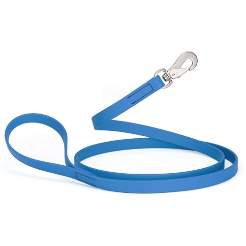 Randstark Biothane wasserdichte und langlebige Hundeleine mit Herm Sprenger Edelstahl-Karabinerhaken, 1,8 m, für mittelgroße und große Hunde, hergestellt in den USA, Cerulean Blue, B 1,6 cm x L 1,8 m von RandStark