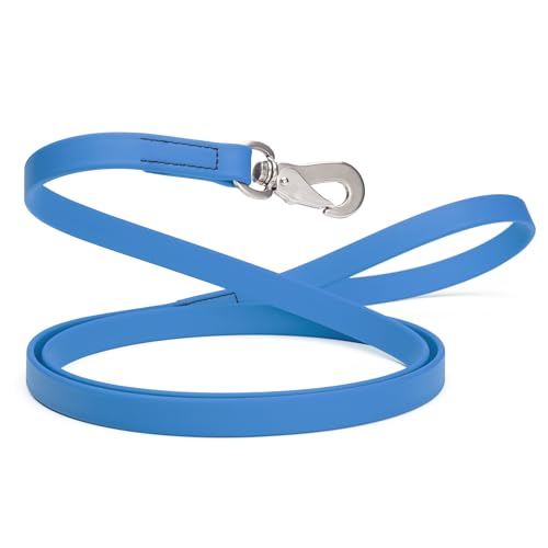 Randstark Biothane wasserdichte und langlebige Hundeleine mit Herm Sprenger Edelstahl-Karabinerhaken, 1,8 m, für mittelgroße und große Hunde, hergestellt in den USA, Cerulean Blue, B 1,9 cm x L 1,8 m von RandStark