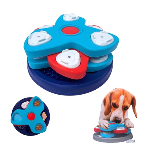 Rangebow Pets Interaktiver Hunde-Slow-Feeder, 4-lagiges Puzzle-Spielzeug, Gehirnstimulation und IQ-Verbesserung für alle Hunderassen, Unterhaltungs-Leckerli-Spielzeug (Dunkelblau) von Rangebow