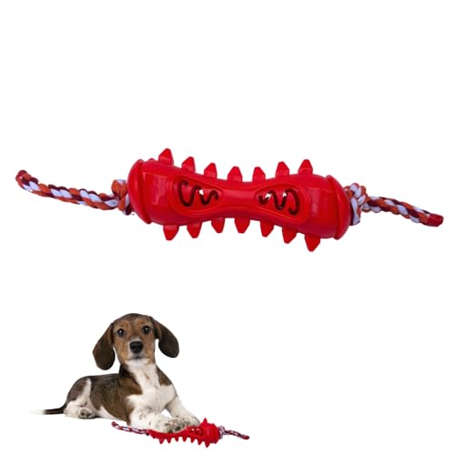 Rangebow Pets Kauspielzeug für Hunde, rot, zum Zähneknirschen, mit Seil, für Aggressive Kauer, Robustes Gummispielzeug gegen Langeweile und Zähneknirschen, Zahnreinigung, Leckerli-Ausgabe von Rangebow