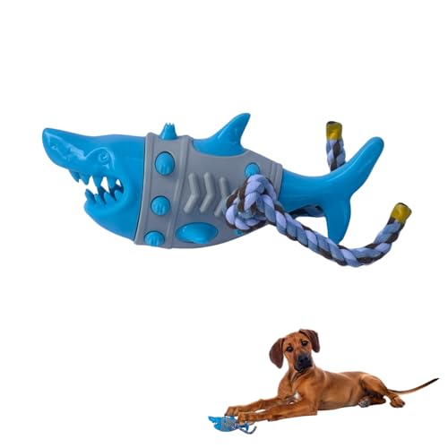 Rangebow Pets Shark Kauspielzeug für Hunde mit Seil für Aggressive Kauer, Robustes Gummispielzeug gegen Langeweile und Zähneknirschen Zahnreinigung Leckerli-Ausgabe Zerren interaktives Spielzeug für von Rangebow