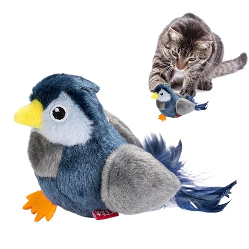 Flapping Bird Cat Toy, Zwitschernder Vogel Katzenspielzeug Flapping Wings,simuliertes Zwitschern Vogel Katzenspielzeug,flatterndes Vogel-Katzenspielzeug, Interaktives Lustiges Katzen-Quietschspielzeug von Ranley