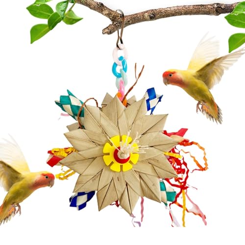 Ranley envogelspielzeug, Shredding -Spielzeug für Vögel - Natürlicher Palmwedel -Vogelschnabel Trimmer Schleifpapier,Gewebter Windmühle Kautspielzeug für Conure Lovebird Cockatiel afrikanische graue von Ranley