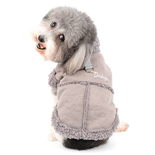 Ranphy Haustier-Hundemantel Winterjacke kaltes Wetter für kleine Hunde Wildlederimitat Sherpa pelziges Halsban Winddicht wendbar mit D-Ring warm weich bequem Kleidung Welpen Outdoor, Grau, M von Ranphy