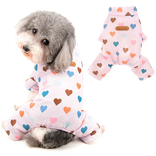 Ranphy Haustier-Wintermäntel aus Baumwolle für kleine Hunde Overall mit Fleece Gefüttert Winddichte Jacken Jungen und Mädchen Herzmuster Warm Weich Bequem Kleidung Welpen Kaltes Wetter, Rosa, S von Ranphy