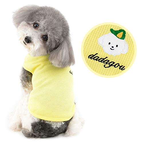 Ranphy Haustierkleidung für kleines Hundehemd Weste Hunde Muskelshirt Atmungsaktiv Gestrickte T-Shirts Sommer ärmelloses Sweatshirt Pullover Kleidung für Chihuahua Yorkshire Terrier Yellow M von Ranphy